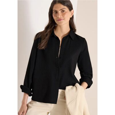 cecil Seersucker Langarm Bluse mit Knopfleiste - Schwarz - Damen - Size: S 3XL M XS XL XXL L cecil Seersucker Langarm Bluse mit Knopfleiste - Schwarz - Damen - Size: S 3XL M XS XL XXL L