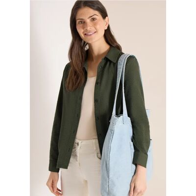 cecil Seersucker Langarm Bluse mit Knopfleiste - Grün - Damen - Size: S XXL M XL XS L 3XL cecil Seersucker Langarm Bluse mit Knopfleiste - Grün - Damen - Size: S XXL M XL XS L 3XL