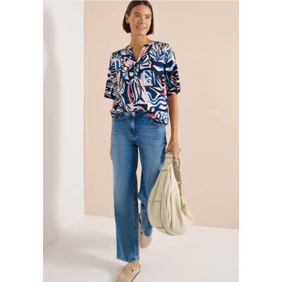 cecil Kurzarm Bluse mit Multicolor Print - Blau - Damen - Size: S XL XS XXL L M cecil Kurzarm Bluse mit Multicolor Print - Blau - Damen - Size: S XL XS XXL L M