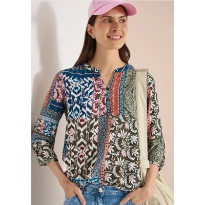 cecil 3/4-Arm Bluse mit Patchwork-Print - Grün - Damen - Size: M XL XXL L cecil 3/4-Arm Bluse mit Patchwork-Print - Grün - Damen - Size: M XL XXL L