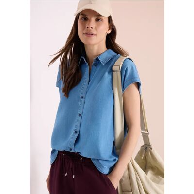 cecil Dropped Shoulder Bluse im Denim-Look - Blau - Damen - Size: L XS XXL XL M S cecil Dropped Shoulder Bluse im Denim-Look - Blau - Damen - Size: L XS XXL XL M S
