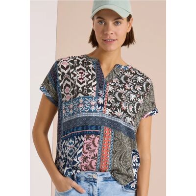 cecil Kurzarm Bluse mit Patchwork-Print - Grün - Damen - Size: S L XL XXL cecil Kurzarm Bluse mit Patchwork-Print - Grün - Damen - Size: S L XL XXL