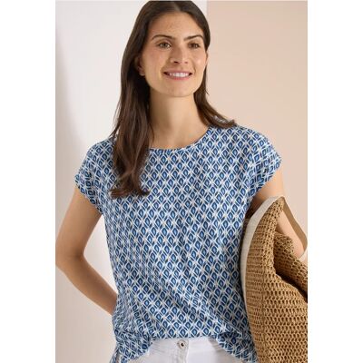 cecil Dropped Shoulder Bluse mit Rundhals - Blau - Damen - Size: XXL 3XL M L XL cecil Dropped Shoulder Bluse mit Rundhals - Blau - Damen - Size: XXL 3XL M L XL