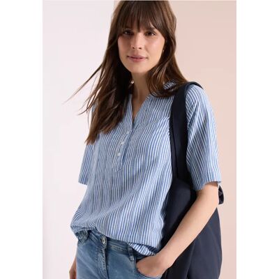 cecil Bluse mit Split Neck und Streifen - Blau - Damen - Size: S L XL XXL XS cecil Bluse mit Split Neck und Streifen - Blau - Damen - Size: S L XL XXL XS