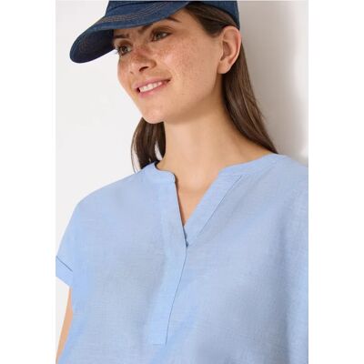 cecil Kurzarm Bluse in Chambrayqualität - Blau - Damen - Size: XXL M L 3XL S XS XL cecil Kurzarm Bluse in Chambrayqualität - Blau - Damen - Size: XXL M L 3XL S XS XL