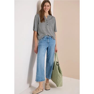 cecil Kurzarm Bluse mit Split Neck und Streifen - Grün - Damen - Size: S L XXL M XL XS cecil Kurzarm Bluse mit Split Neck und Streifen - Grün - Damen - Size: S L XXL M XL XS