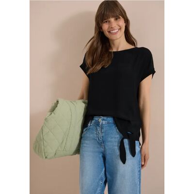 cecil Bluse mit Rundhals und Knotendetail - Schwarz - Damen - Size: XS XXL L M S XL cecil Bluse mit Rundhals und Knotendetail - Schwarz - Damen - Size: XS XXL L M S XL