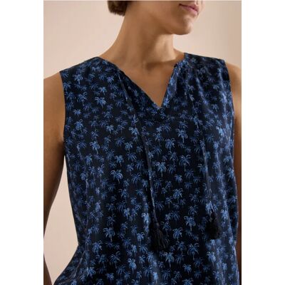 cecil Blusentop mit Split Neck und Palmen-Print - Blau - Damen - Size: XL XXL L cecil Blusentop mit Split Neck und Palmen-Print - Blau - Damen - Size: XL XXL L
