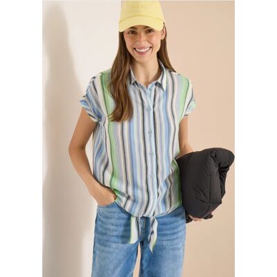 cecil Hemdbluse mit Streifen und Knoten - Blau - Damen - Size: S 3XL L XXL XS M XL cecil Hemdbluse mit Streifen und Knoten - Blau - Damen - Size: S 3XL L XXL XS M XL