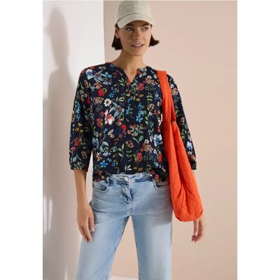 cecil 3/4-Arm Bluse mit Split Neck und Print - Blau - Damen - Size: 3XL XL XS XXL S L M cecil 3/4-Arm Bluse mit Split Neck und Print - Blau - Damen - Size: 3XL XL XS XXL S L M