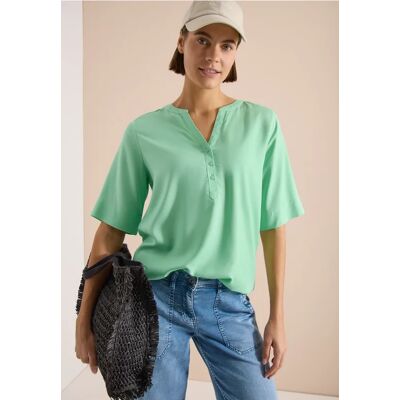 cecil Kurzarm Bluse mit Split Neck - Grün - Damen - Size: S XL L XS M XXL cecil Kurzarm Bluse mit Split Neck - Grün - Damen - Size: S XL L XS M XXL