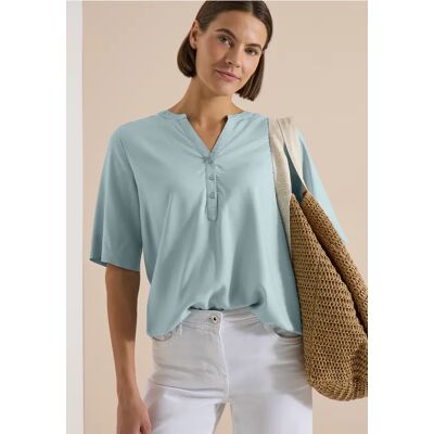 cecil Kurzarm Bluse mit Split Neck - Blau - Damen - Size: S L XXL XL XS M cecil Kurzarm Bluse mit Split Neck - Blau - Damen - Size: S L XXL XL XS M