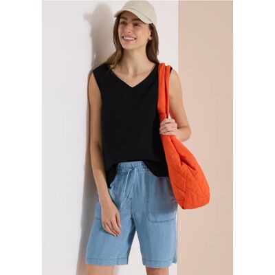 cecil V-Neck Blusentop in Musselin-Qualität - Schwarz - Damen - Size: M XS XL S XXL L cecil V-Neck Blusentop in Musselin-Qualität - Schwarz - Damen - Size: M XS XL S XXL L