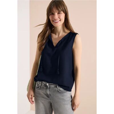 cecil Blusentop mit Split Neck und Bändern - Blau - Damen - Size: XXL L XL M S XS cecil Blusentop mit Split Neck und Bändern - Blau - Damen - Size: XXL L XL M S XS