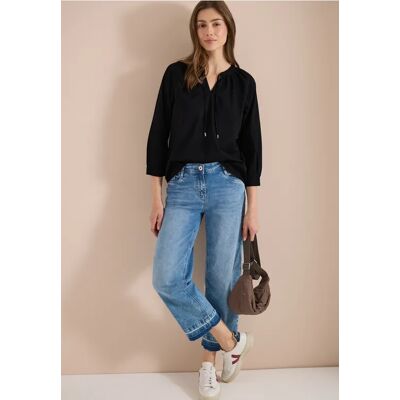 cecil 3/4-Arm Bluse mit Split Neck in Unifarbe - Schwarz - Damen - Size: M 3XL S XL L XXL XS cecil 3/4-Arm Bluse mit Split Neck in Unifarbe - Schwarz - Damen - Size: M 3XL S XL L XXL XS