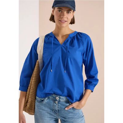 cecil 3/4-Arm Bluse mit Split Neck in Unifarbe - Blau - Damen - Size: M XL XXL L S XS cecil 3/4-Arm Bluse mit Split Neck in Unifarbe - Blau - Damen - Size: M XL XXL L S XS