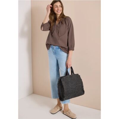 cecil 3/4-Arm Bluse mit Split Neck in Unifarbe - Beige - Damen - Size: XXL XS 3XL M S L XL cecil 3/4-Arm Bluse mit Split Neck in Unifarbe - Beige - Damen - Size: XXL XS 3XL M S L XL