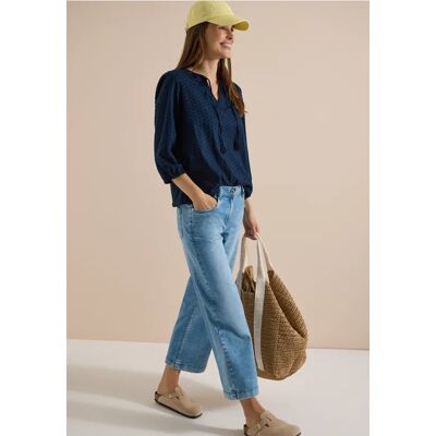 cecil 3/4 Arm mit Split Neck und Struktur - Blau - Damen - Size: XXL XS 3XL L S XL M cecil 3/4 Arm mit Split Neck und Struktur - Blau - Damen - Size: XXL XS 3XL L S XL M