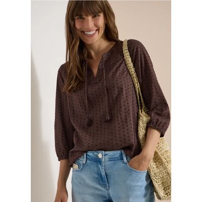 cecil 3/4 Arm mit Split Neck und Struktur - Braun - Damen - Size: S L XL 3XL XXL M XS cecil 3/4 Arm mit Split Neck und Struktur - Braun - Damen - Size: S L XL 3XL XXL M XS