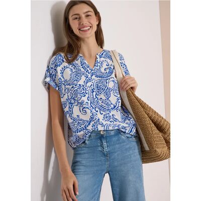 cecil Bluse mit Split Neck und Print - Weiß - Damen - Size: 3XL L XL XXL XS S cecil Bluse mit Split Neck und Print - Weiß - Damen - Size: 3XL L XL XXL XS S