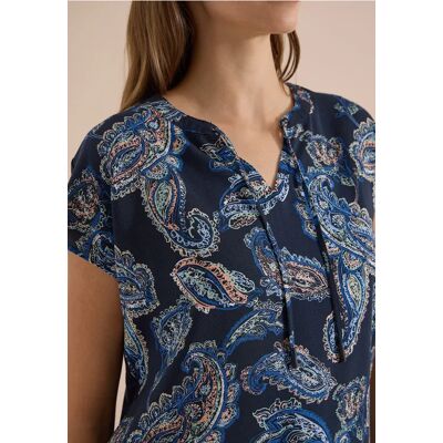 cecil Bluse mit Split Neck und Strukturmix - Blau - Damen - Size: S M 3XL XXL XS XL L cecil Bluse mit Split Neck und Strukturmix - Blau - Damen - Size: S M 3XL XXL XS XL L