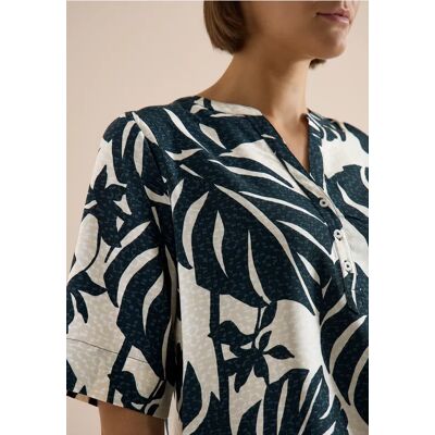 cecil Kurzarm Bluse mit Split Neck - Grün - Damen - Size: XS S L XL M cecil Kurzarm Bluse mit Split Neck - Grün - Damen - Size: XS S L XL M