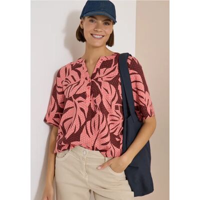 cecil Kurzarm Bluse mit Split Neck - Orange - Damen - Size: XS L XL M XXL S cecil Kurzarm Bluse mit Split Neck - Orange - Damen - Size: XS L XL M XXL S