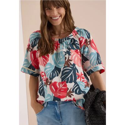 cecil Carmen-Bluse mit Kurzarm und Blätterprint - Weiß - Damen - Size: XL XXL XS L M S cecil Carmen-Bluse mit Kurzarm und Blätterprint - Weiß - Damen - Size: XL XXL XS L M S