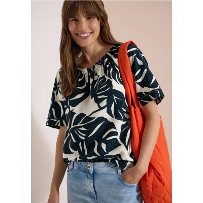 cecil Carmen-Bluse mit Kurzarm und Blätterprint - Grün - Damen - Size: XL L S XXL XS M cecil Carmen-Bluse mit Kurzarm und Blätterprint - Grün - Damen - Size: XL L S XXL XS M