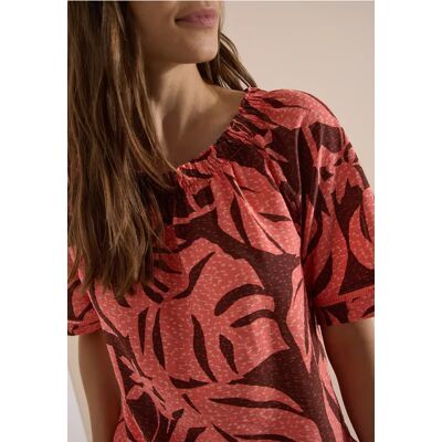 cecil Carmen-Bluse mit Kurzarm und Blätterprint - Orange - Damen - Size: M XL XXL S XS L cecil Carmen-Bluse mit Kurzarm und Blätterprint - Orange - Damen - Size: M XL XXL S XS L