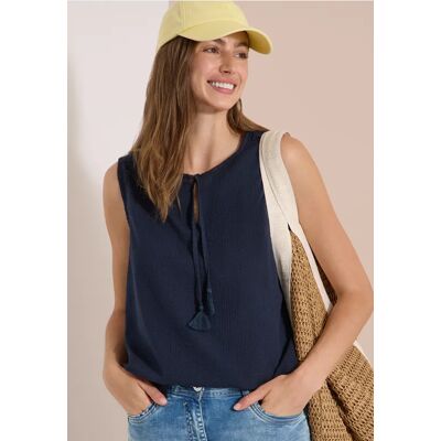 cecil Blusentop mit Split Neck und Bändern - Blau - Damen - Size: L XS XXL 3XL XL M S cecil Blusentop mit Split Neck und Bändern - Blau - Damen - Size: L XS XXL 3XL XL M S