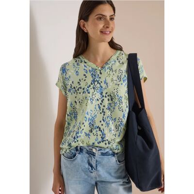 cecil Kurzarm Blusenshirt mit Strukturmix - Grün - Damen - Size: S L XL M XS XXL cecil Kurzarm Blusenshirt mit Strukturmix - Grün - Damen - Size: S L XL M XS XXL