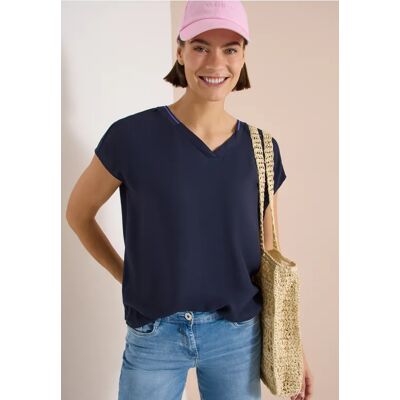 cecil Kurzarm Blusenshirt mit Strukturmix - Blau - Damen - Size: XXL M L XS S XL cecil Kurzarm Blusenshirt mit Strukturmix - Blau - Damen - Size: XXL M L XS S XL