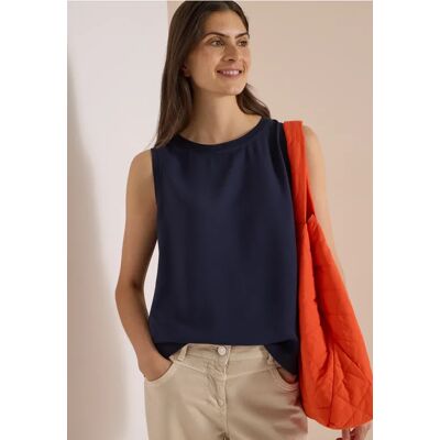 cecil Blusentop mit Rundhals und Rippdetails - Blau - Damen - Size: XL L XS S XXL M cecil Blusentop mit Rundhals und Rippdetails - Blau - Damen - Size: XL L XS S XXL M