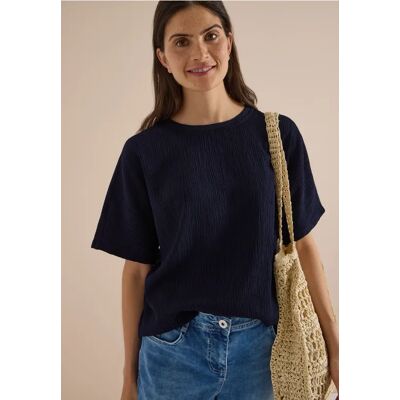 cecil Dropped Shoulder Blusenshirt in Unifarbe - Blau - Damen - Size: XS S XXL M XL L cecil Dropped Shoulder Blusenshirt in Unifarbe - Blau - Damen - Size: XS S XXL M XL L