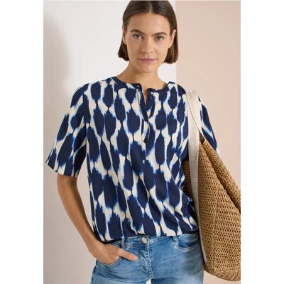cecil Kurzarm Bluse mit Rundhals und Print - Blau - Damen - Size: L S XL XXL cecil Kurzarm Bluse mit Rundhals und Print - Blau - Damen - Size: L S XL XXL