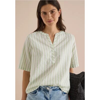 cecil Halbarm Bluse mit Split Neck und Streifen - Grün - Damen - Size: XXL XS S XL L 3XL M cecil Halbarm Bluse mit Split Neck und Streifen - Grün - Damen - Size: XXL XS S XL L 3XL M