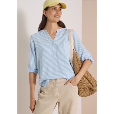 cecil 3/4-Arm Bluse mit Split Neck und Streifen - Blau - Damen - Size: S M L XS 3XL XL XXL cecil 3/4-Arm Bluse mit Split Neck und Streifen - Blau - Damen - Size: S M L XS 3XL XL XXL