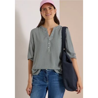 cecil 3/4-Arm Bluse mit Split Neck und Streifen - Grün - Damen - Size: S XXL 3XL XS XL L M cecil 3/4-Arm Bluse mit Split Neck und Streifen - Grün - Damen - Size: S XXL 3XL XS XL L M