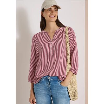 cecil 3/4-Arm Bluse mit Split Neck und Streifen - Rot - Damen - Size: XL L S M XXL 3XL XS cecil 3/4-Arm Bluse mit Split Neck und Streifen - Rot - Damen - Size: XL L S M XXL 3XL XS