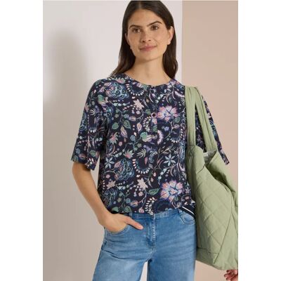 cecil Kurzarm Bluse mit Rundhals und Print - Blau - Damen - Size: M L XXL S XL XS 3XL cecil Kurzarm Bluse mit Rundhals und Print - Blau - Damen - Size: M L XXL S XL XS 3XL