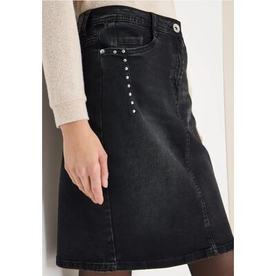 cecil Jeansrock mit Nieten - Schwarz - Damen - Size: 36 32 33 34 28 cecil Jeansrock mit Nieten - Schwarz - Damen - Size: 36 32 33 34 28