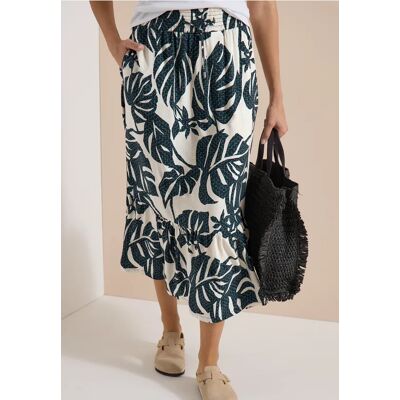 cecil Maxi-Rock mit sommerlichem Blättermuster - Grün - Damen - Size: S XL XXL L XS M cecil Maxi-Rock mit sommerlichem Blättermuster - Grün - Damen - Size: S XL XXL L XS M