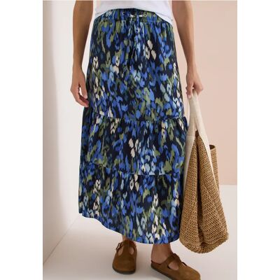 cecil Maxirock mit Volants und Print - Blau - Damen - Size: XL XXL L S M XS cecil Maxirock mit Volants und Print - Blau - Damen - Size: XL XXL L S M XS
