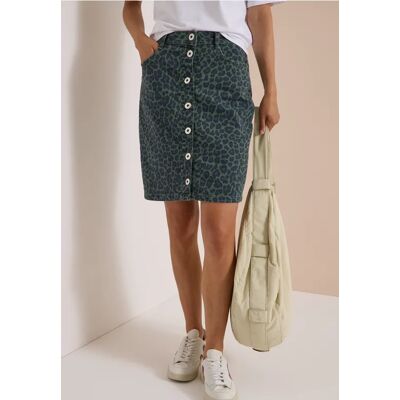 cecil Knielanger Denim Rock mit Leo-Muster - Grün - Damen - Size: 31 27 25 32 34 28 29 30 26 36 33 cecil Knielanger Denim Rock mit Leo-Muster - Grün - Damen - Size: 31 27 25 32 34 28 29 30 26 36 33
