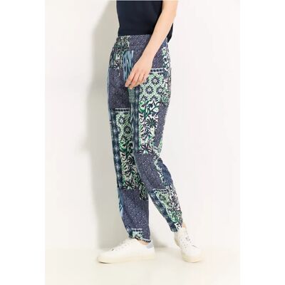 cecil Patchwork Print Hose - Blau - Damen - Size: XXL XL L cecil Patchwork Print Hose - Blau - Damen - Size: XXL XL L