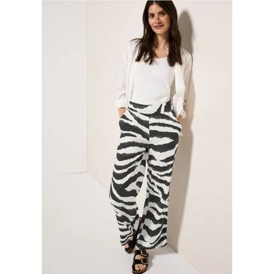 cecil Wide Leg Zebra Print Hose - Grau - Damen - Size: XXL M L XL cecil Wide Leg Zebra Print Hose - Grau - Damen - Size: XXL M L XL