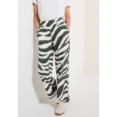 cecil Wide Leg Zebra Print Hose - Grün - Damen - Size: L XL M XXL XS cecil Wide Leg Zebra Print Hose - Grün - Damen - Size: L XL M XXL XS