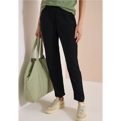 cecil Leichte Loose Fit Hose mit Struktur - Schwarz - Damen - Size: S XXL XL M XS L XXXL cecil Leichte Loose Fit Hose mit Struktur - Schwarz - Damen - Size: S XXL XL M XS L XXXL
