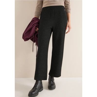 cecil Glitzernde 7/8 Wide Leg Hose - Schwarz - Damen - Size: M XL XXL L cecil Glitzernde 7/8 Wide Leg Hose - Schwarz - Damen - Size: M XL XXL L